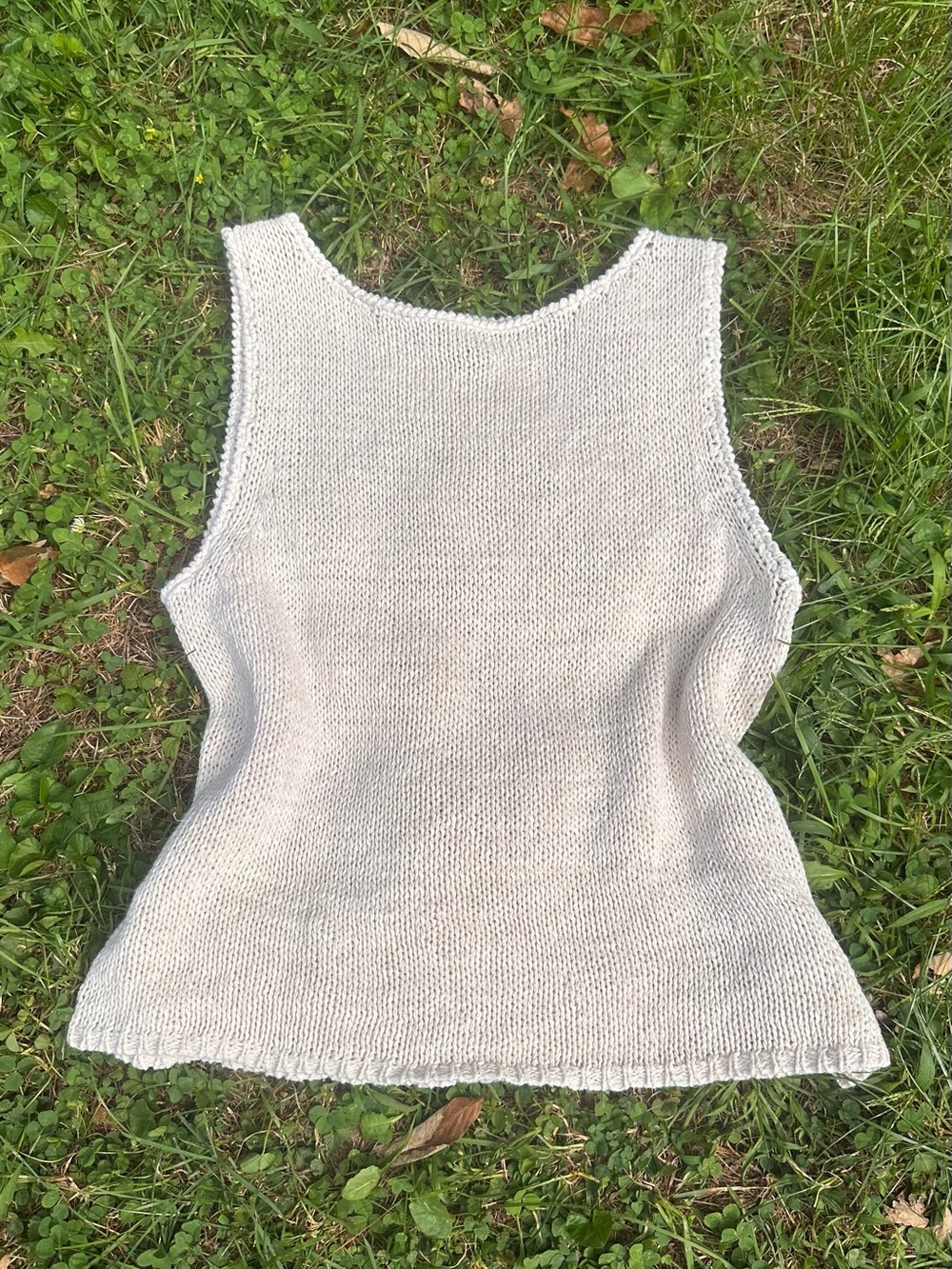 Vintage 90’s Knit Sweater Cotton Ramie Blend Women's Cream Tank Top Size M